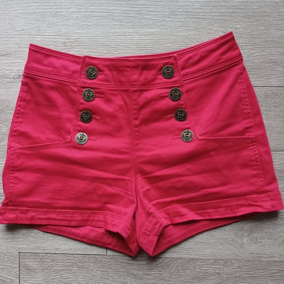 Express Pants - Express Women's Shorts Size 2 Red Anchor  Buttons Nautical Sailor Shorts Pockets